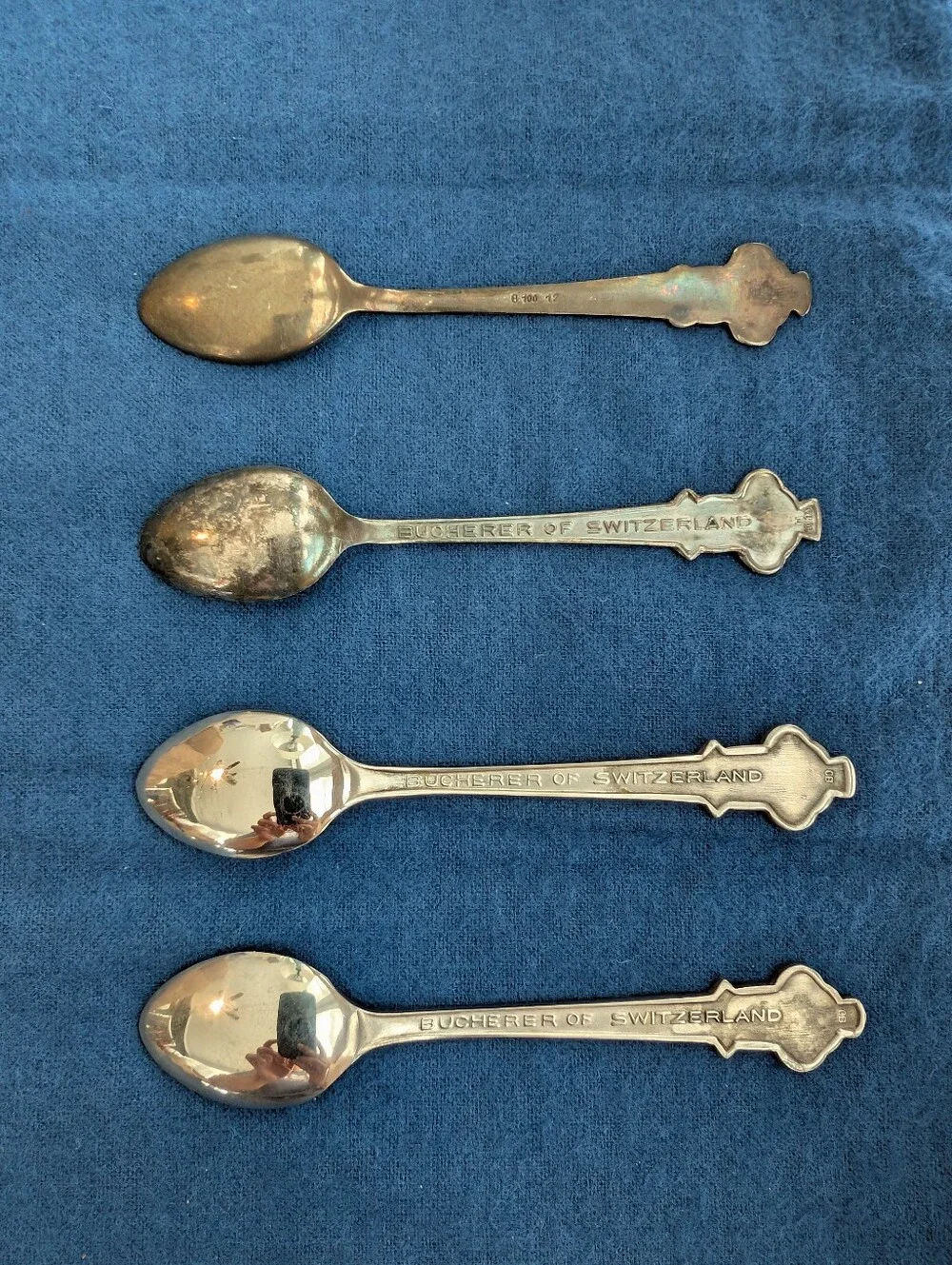 Vintage Silver Rolex Bucherer Collector Souvenir Spoons – Set of 4 Switzerland